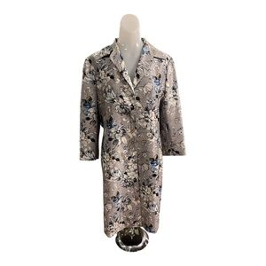 Dana Buchman Elegant Gray Floral 100% Silk Duster size 6